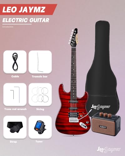 Leo Jaymz 39 Full Size ST Style Electric Guitar Starter Kit with SSH Pickup, 5W Portable Amp, Tuner, Gig Bag, Strap & Accessories (Violet Ocean) - Image 86