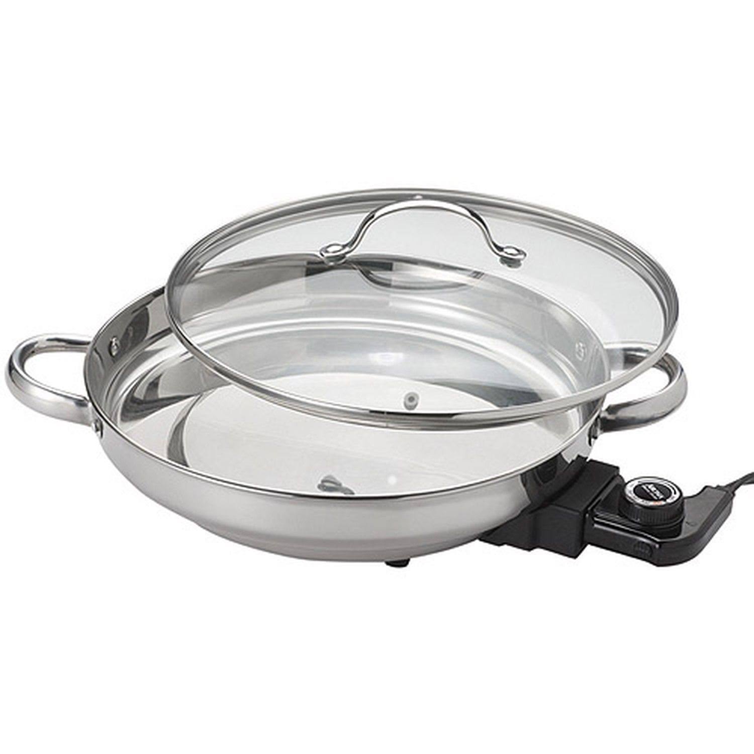 Aroma Gourmet AFP-1600S Steel Electric Skillet, Silver