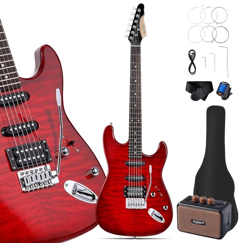 Leo Jaymz 39 Full Size ST Style Electric Guitar Starter Kit with SSH Pickup, 5W Portable Amp, Tuner, Gig Bag, Strap & Accessories (Violet Ocean) - Image 19