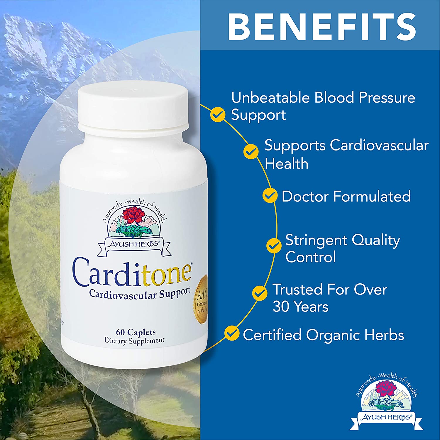 Ayush Herbs Carditone, Unbeatable Blood Pressure and Cardiovascular Support Herbal Supplement, 60 Tablets - Image 7