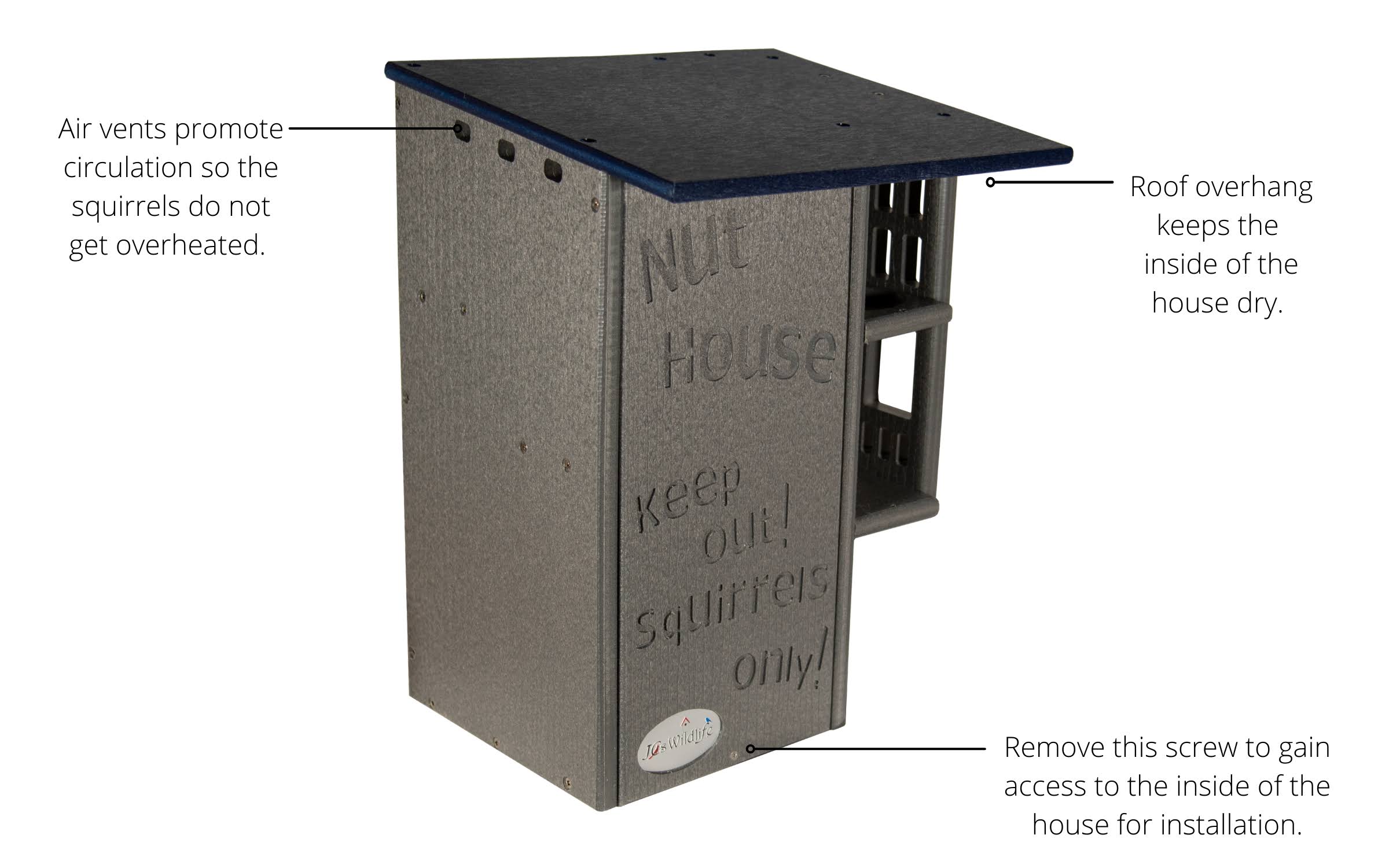 JCS wildlife Ultimate Squirrel House Nesting Box (Blue/Gray) - Image 2