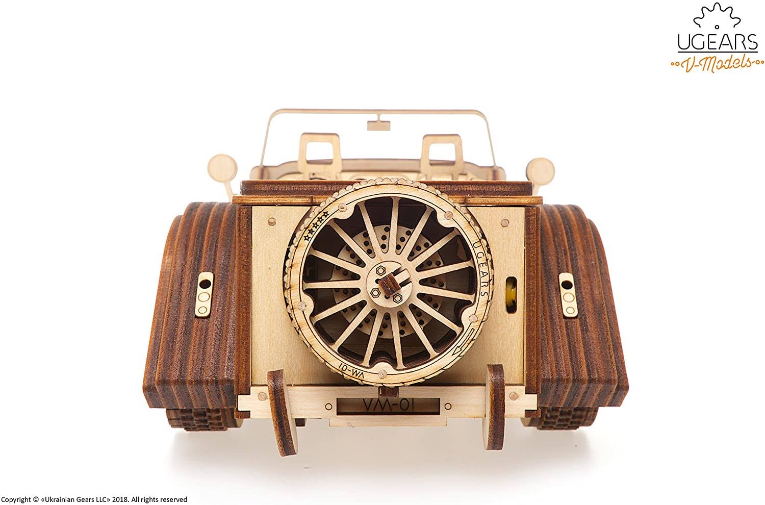 UGears Mechanical Models Roadster VM-01 3-D Wooden Puzzle - Image 8