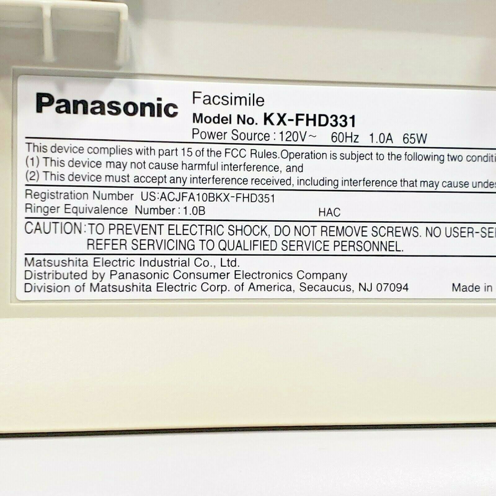 Panasonic KX-FHD331 Fax Copy Machine Copier Plain Paper Caller ID – Black - Image 9