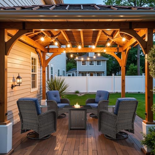 Patio Wicker Chairs Swivel Rocker – Outdoor Swivel Rocking Chairs Set of 2 with Rattan Side Table, Patio Swivel Glider Chair 3 Piece Patio Furniture Sets for Deck Porch Pool Brown/Blue - Image 84