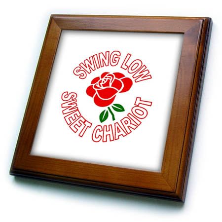 3dRose Single Red Rose and Sweet Chariot Anthem – Framed Tiles (ft-376705-1)