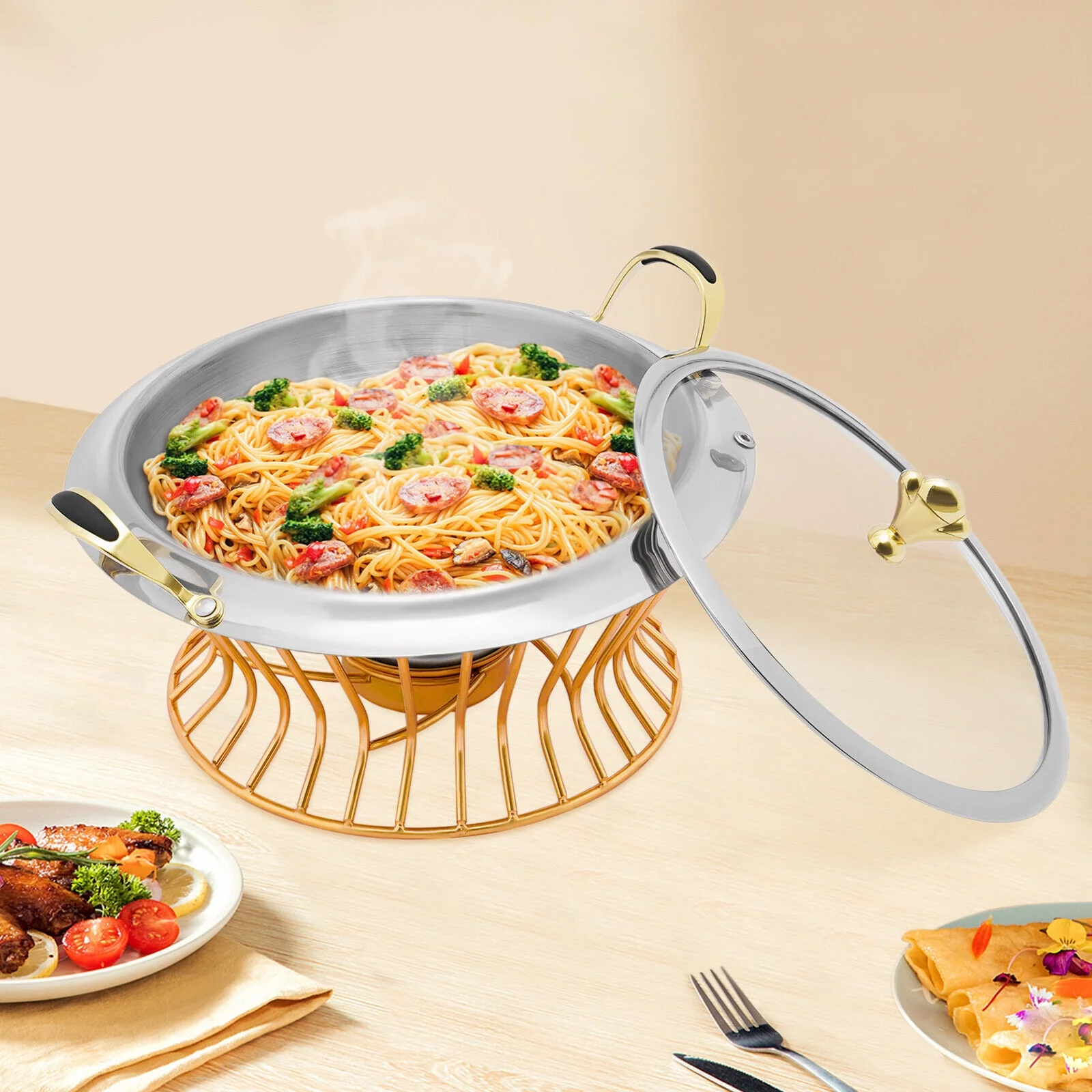 2L Non-stick Chafing Dish Food Warmer Surface Buffet Warmers Adjustable Fire Chafing Dish Food Warmer - Image 4