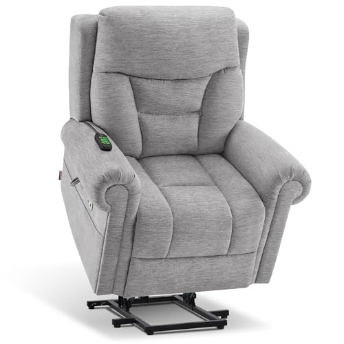 MCombo Triple Motor Power Lift Recliner Chair with Massage and Lumbar&seat Heating, Rolled Arms, Adjustable Headrest for Elderly People, Fabric 7888 (Coffee, Medium) - Image 7