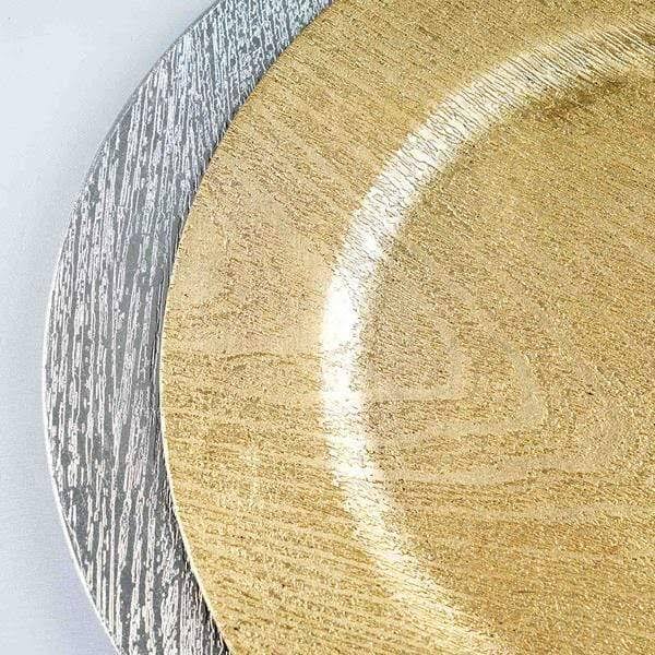 Balsacircle 24 Pcs 13 in Gold Wooden Textured Round Charger Plates – Dinner Party Wedding Supplies for All Holidays - Image 5