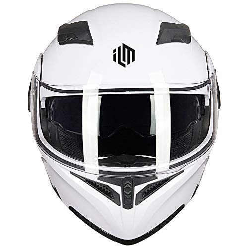 ILM Motorcycle Dual Visor Flip up Modular Full Face Helmet DOT 6 Colors Model 902 - Image 51