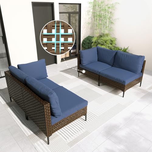 Grand patio 7-Piece Wicker Patio Furniture Set, Boho Outdoor Conversation Set Sectional Sofa with Water Resistant Thick Cushions and Coffee Table, Cream - Image 48