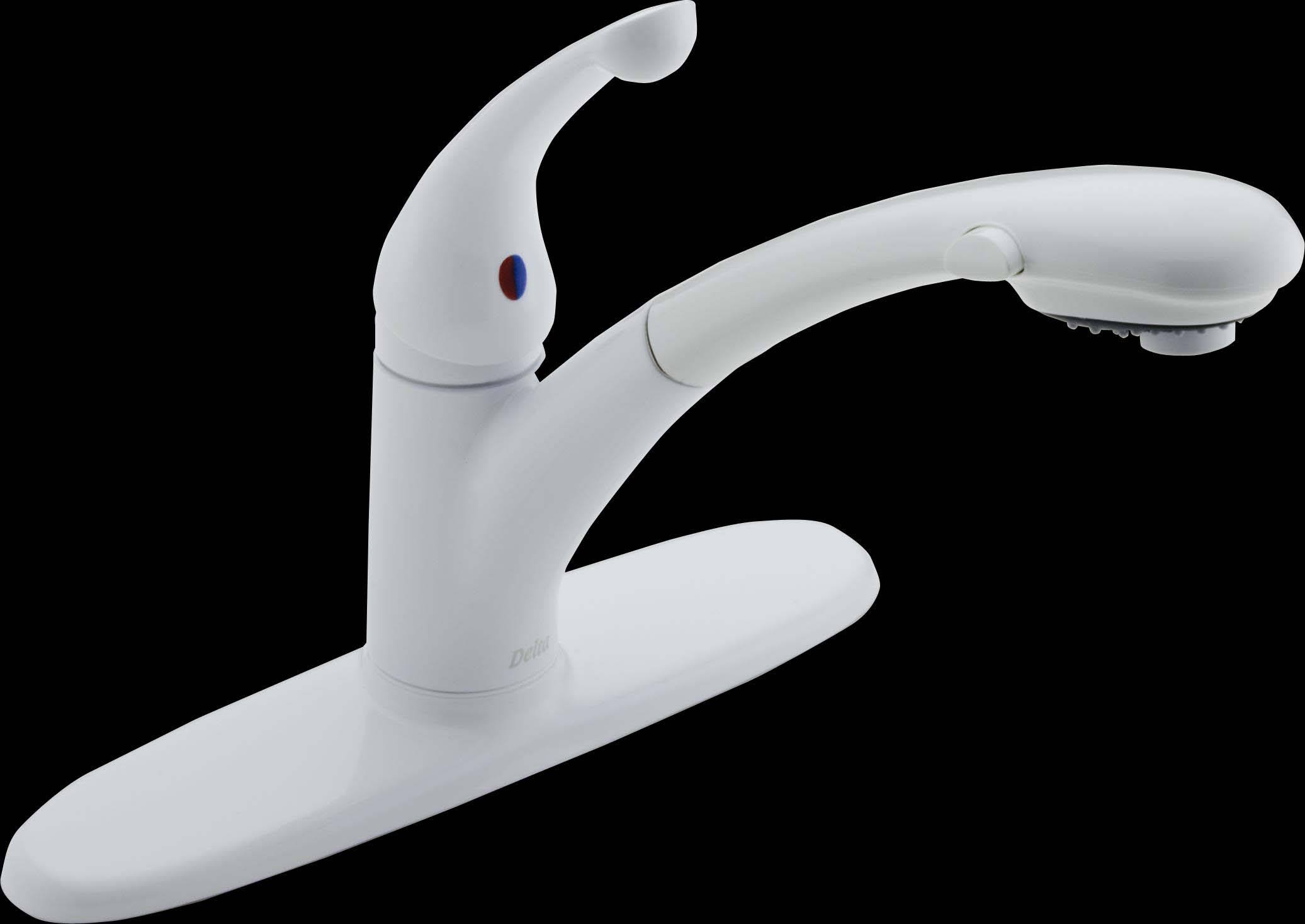 Delta 470-WH-DST Signature Single Handle Pull-Out Kitchen Faucet White - Image 6