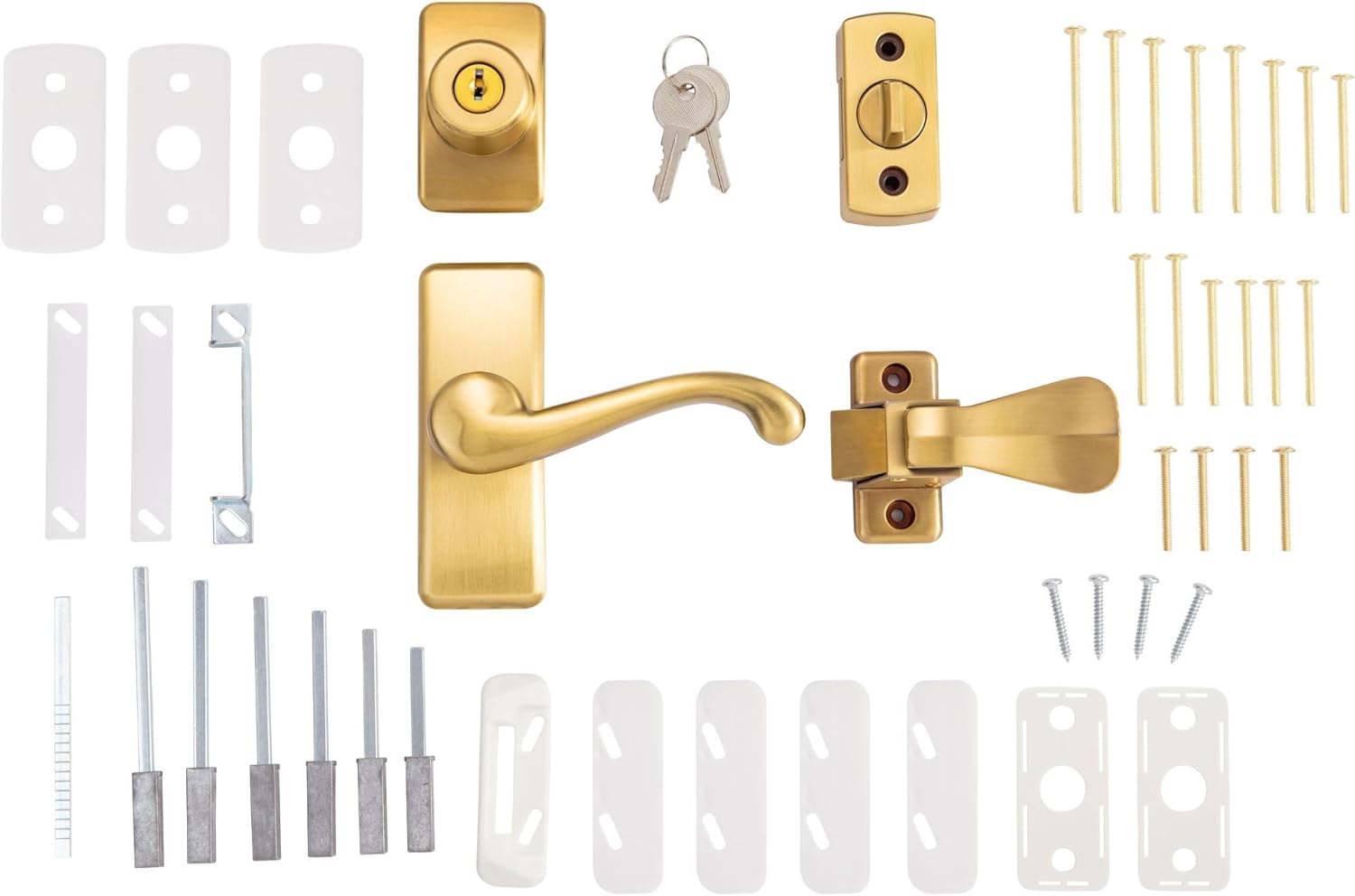 Ideal Security Door Lever with Deadbolt Lock for Storm and Screen Doors, Satin Gold - Image 4