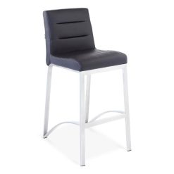 Zuri Furniture Lynx Counter Height Contemporary Bar Stool with Metal Base – Black