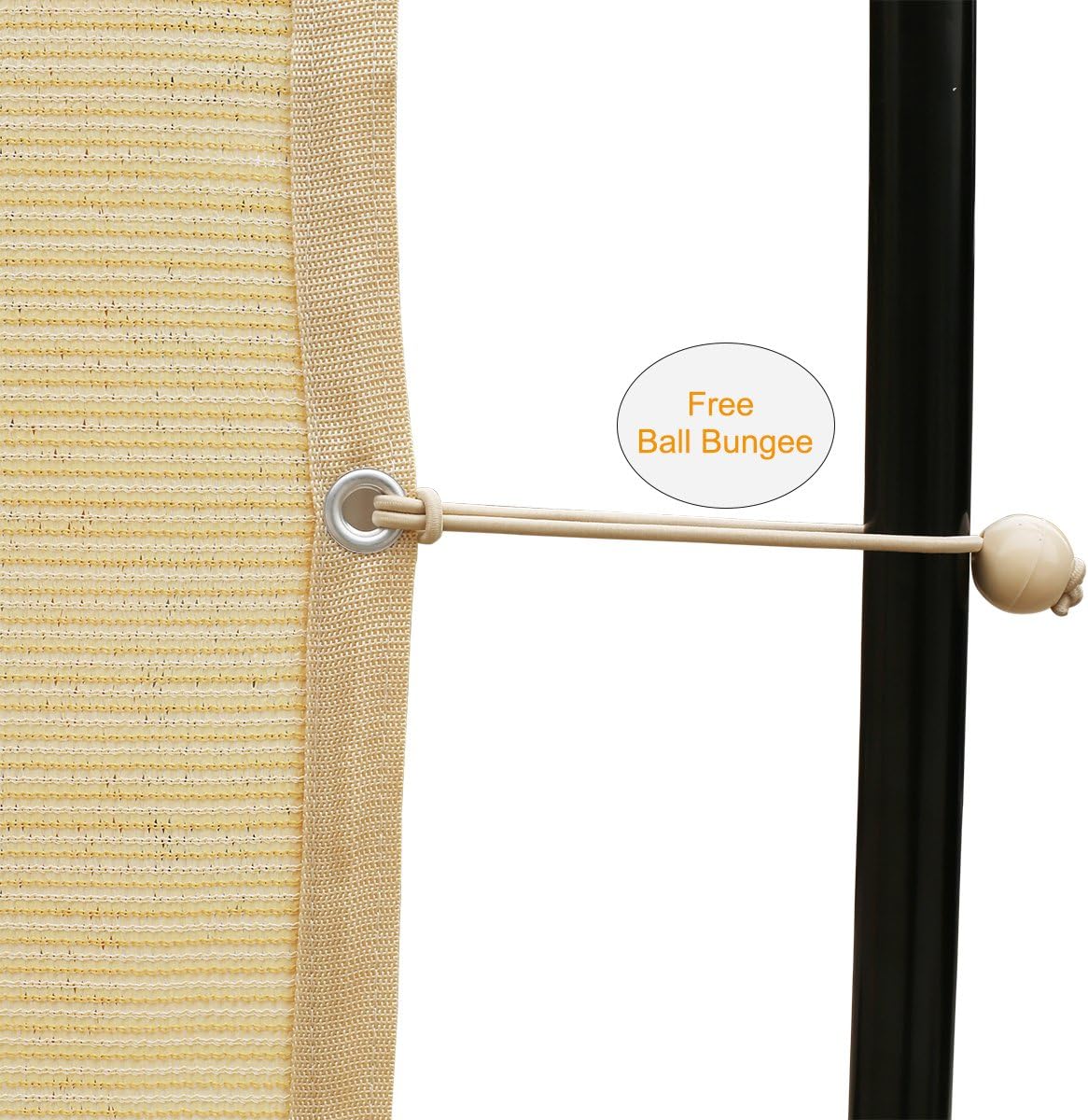 Shatex 90% Shade Fabric Sun Shade Cloth Taped Edge with Grommets Sun-Block Mesh Shade for Pergola Cover Canopy 12?? x 20??, Wheat, 12 Bungee Balls - Image 8
