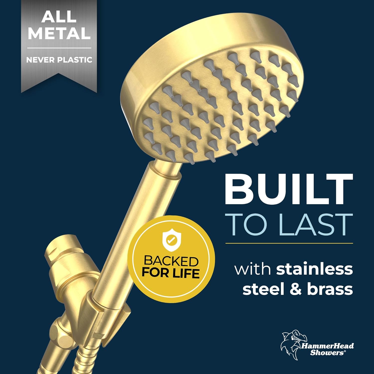 HammerHead Showers? Solid Metal LOW FLOW Handheld Shower Head with Hose and Brass Holder – OIL RUBBED BRONZE ?C Water Saving 1.75 GPM Detachable Shower Head – Adjustable Shower Wand Bracket & 6ft Hose - Image 3