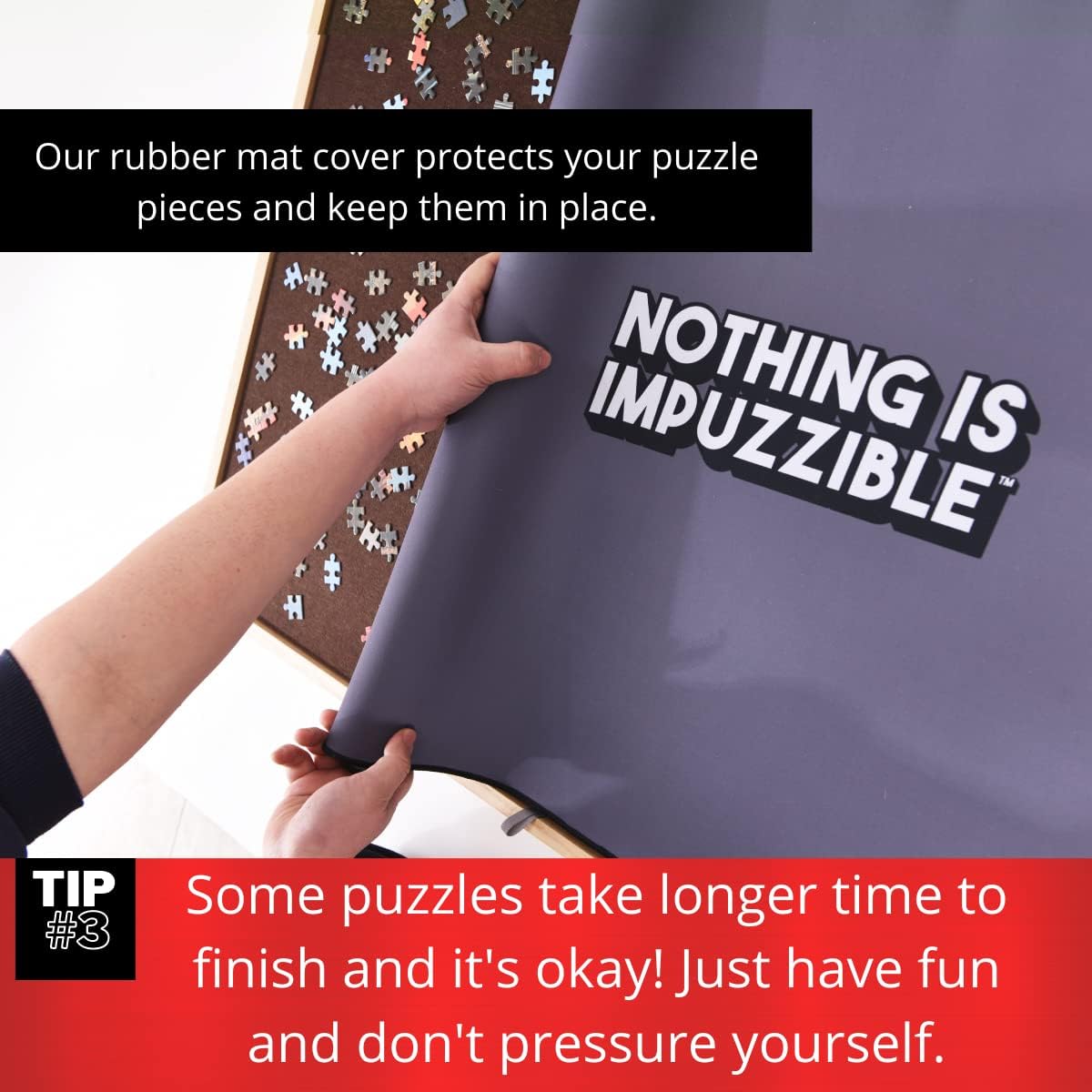 Large Wooden Puzzle Table Fits 1500 Pieces, Portable Jigsaw Puzzle Board with Four Non Slip Drawers, Adjustable and Foldable Legs, Protective Rubber Mat Cover – by AGREATLIFE - Image 5