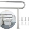 Toilet Support Rail 31.3X 31.5 Inch, Munzong Anti-Slip Satin Brushed Nickel Handicap Grab Bar for Bathroom, Stainless Steel Knurled Safety handrails with Leg for Elderly Disabled Pregnant-1.25??Tube