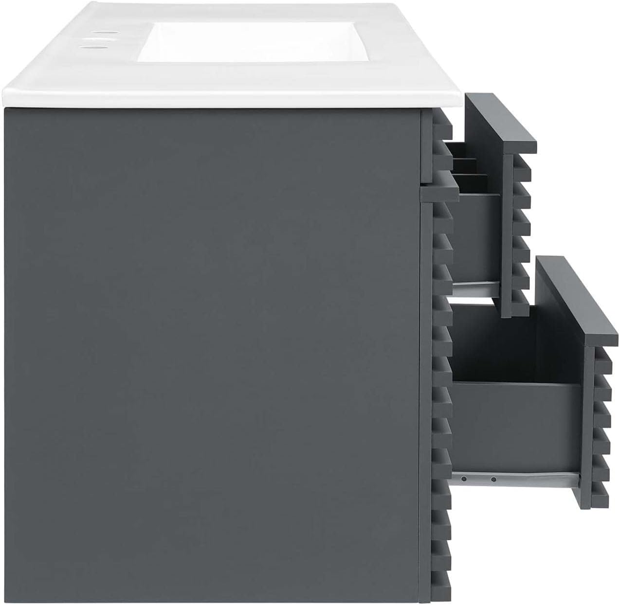 Modway Render 48 MDF and Particleboard Wall-Mount Bathroom Vanity – Gray/White - Image 7