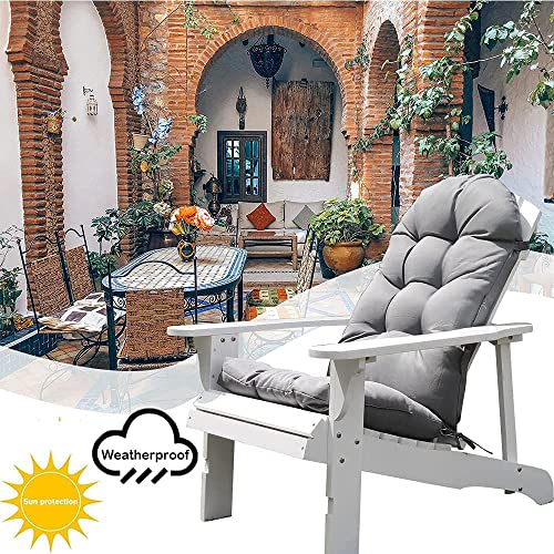 Adirondack Chair Cushion, High Back Indoor Outdoor Patio Tufted Lounge Cushion, Waterproof & Uv-Resistant Seat Pads for Patio Lawn Furniture,Gray - Image 2
