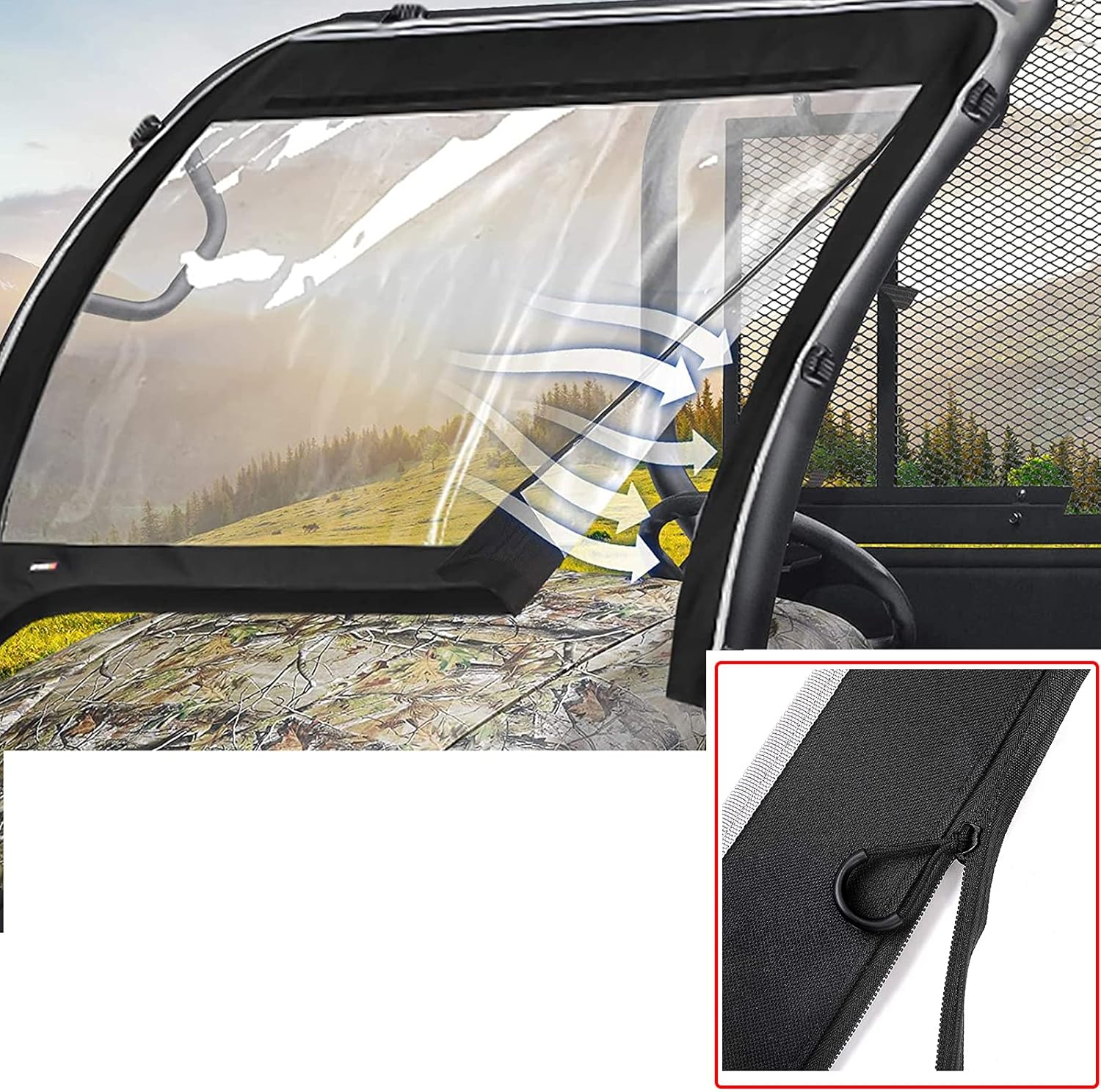 Kemimoto UTV Windshield Compatible with Kawasaki Mule 600 Mule 610XC SE SX Clear Fold Up UTV Full Front Windshield - Image 2