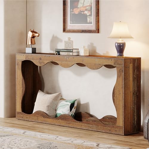 Tribesigns 63 Inches Farmhouse Console Table with Storage, Couch Table Behind Sofa, Long Entryway Sofa Station, Narrow Console Stand, Hallway Stand for Entryway Living Room, Brown - Image 23