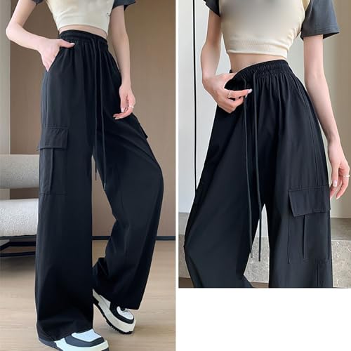 Womens High Waisted Cargo Pants Quick Dry Drawstring Stretch Wide Leg Sweatpants Baggy Casual Streetwear Y2k Trousers - Image 5