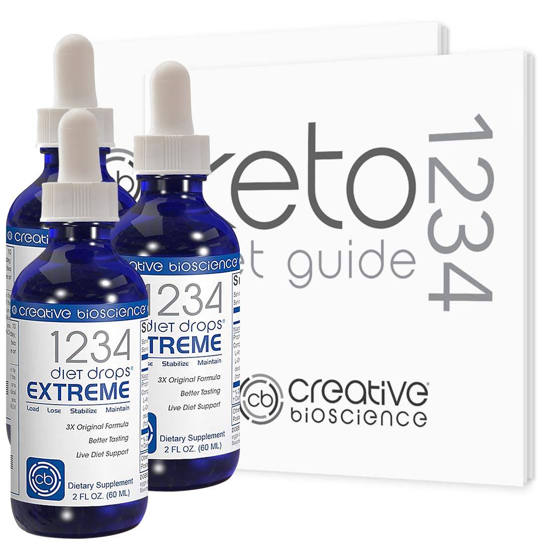 1234 Diet Drops Extreme 3 Bottles by Creative Bioscience