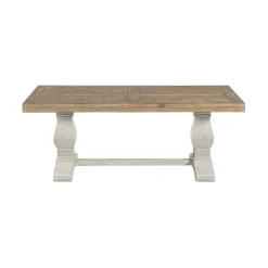Alternative view of 19 Inch Coffee Table with Pedestal Base, Brown and White- Saltoro Sherpi