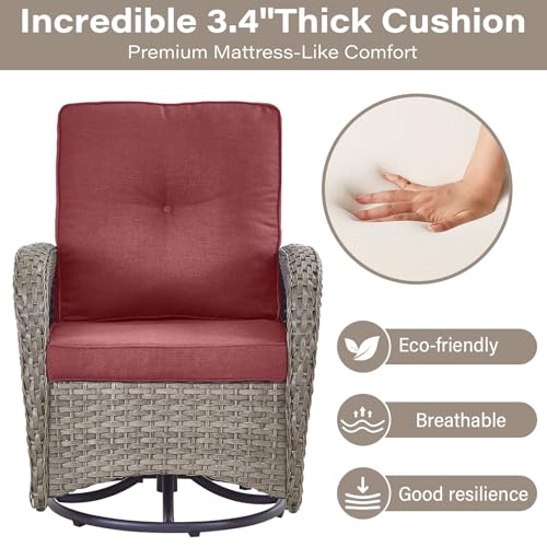 Patio Wicker Chairs Swivel Rocker – Outdoor Swivel Rocking Chairs Set of 2 with Rattan Side Table, Patio Swivel Glider Chair 3 Piece Patio Furniture Sets for Deck Porch Pool Brown/Blue - Image 51