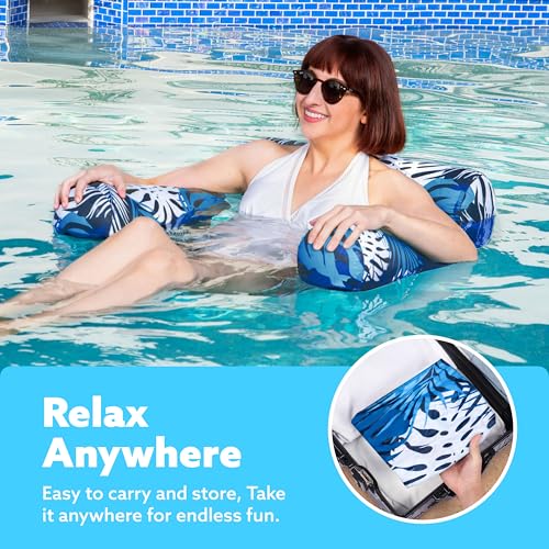 Sloosh Pool Floats Chairs Adult,Inflatable Pool Lounge,Plant Pattern Floating Mat Hammock,Blow up Water Chairs Noodles rafts for Party Summer Water Beach Fun - Image 21