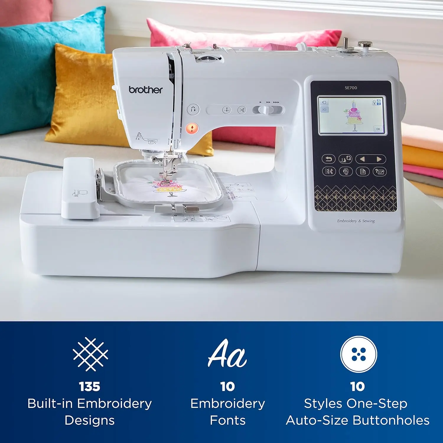 Computerized Sewing & Embroidery Machine with Wireless LAN ?C 135 Designs & 103 Stitches Built-In - Image 4