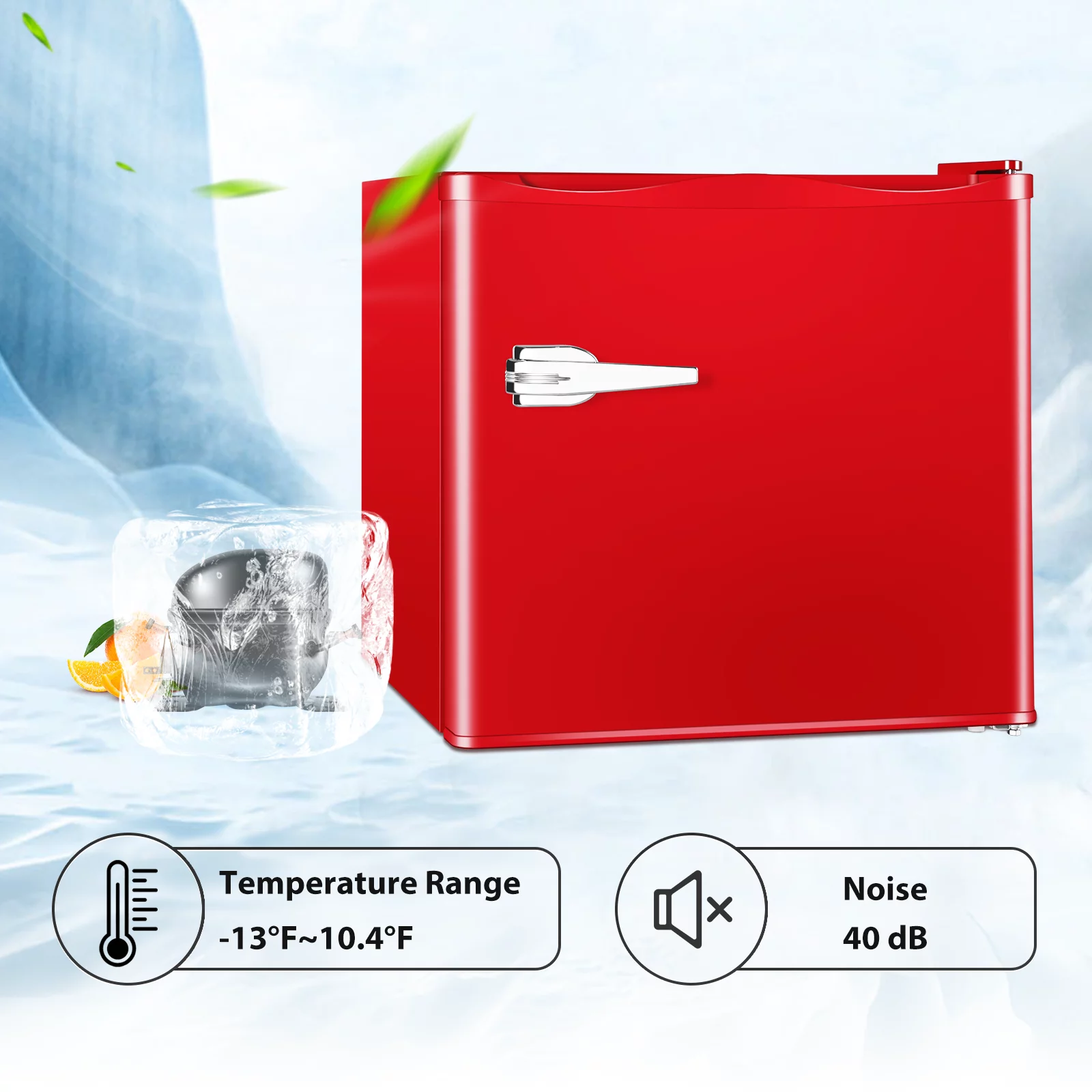 Auseo Mini Upright Freezer Compact Refrigerators??1.2Cu.ft Small Stand up Freezer for Home Office, Red - Image 2