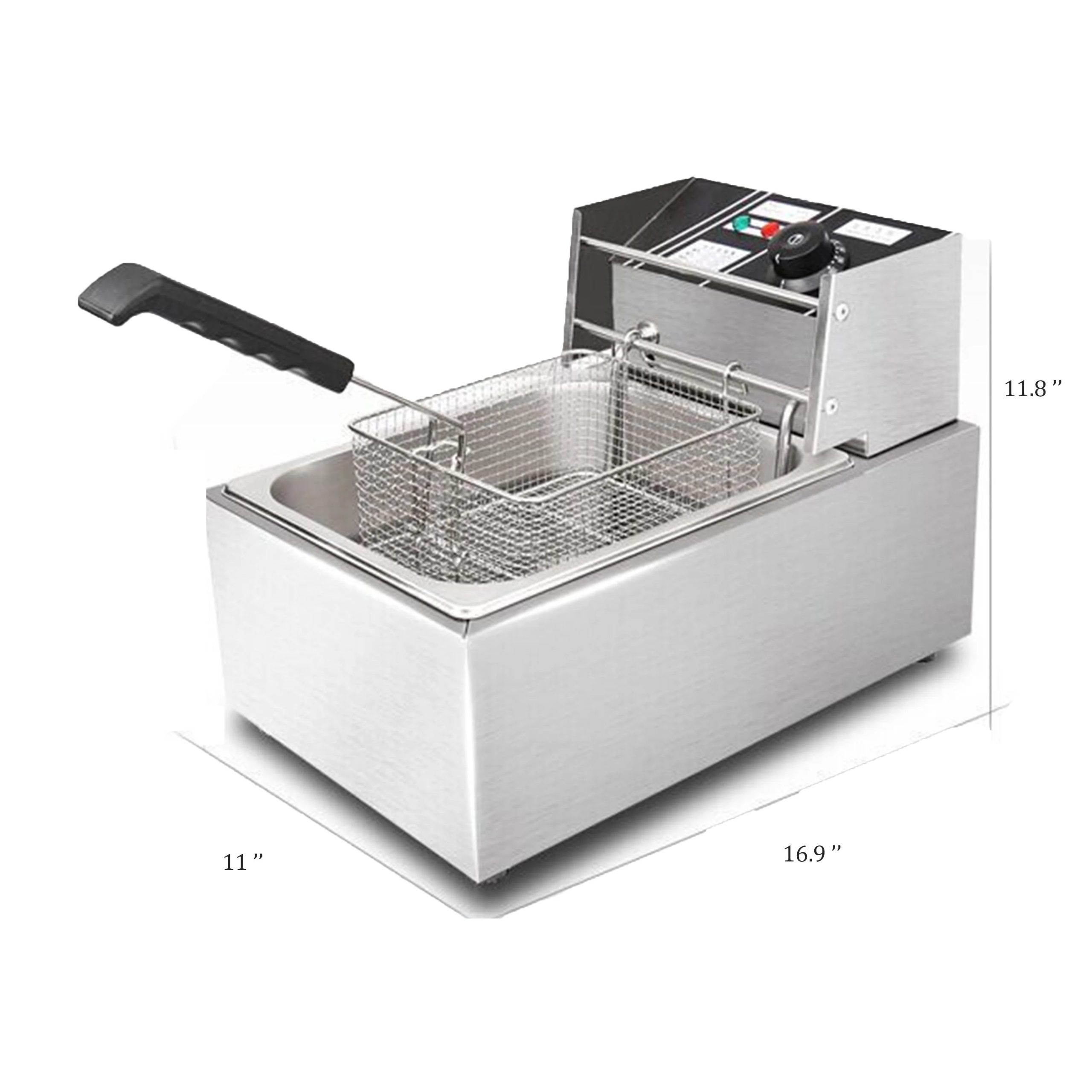1600W Electric Deep Fryer, Stainless Steel Countertop Fryer Large Capacity, Thickening Multi-functional Fryer Commercial Single-chamber 2.5 Gallon - Image 9