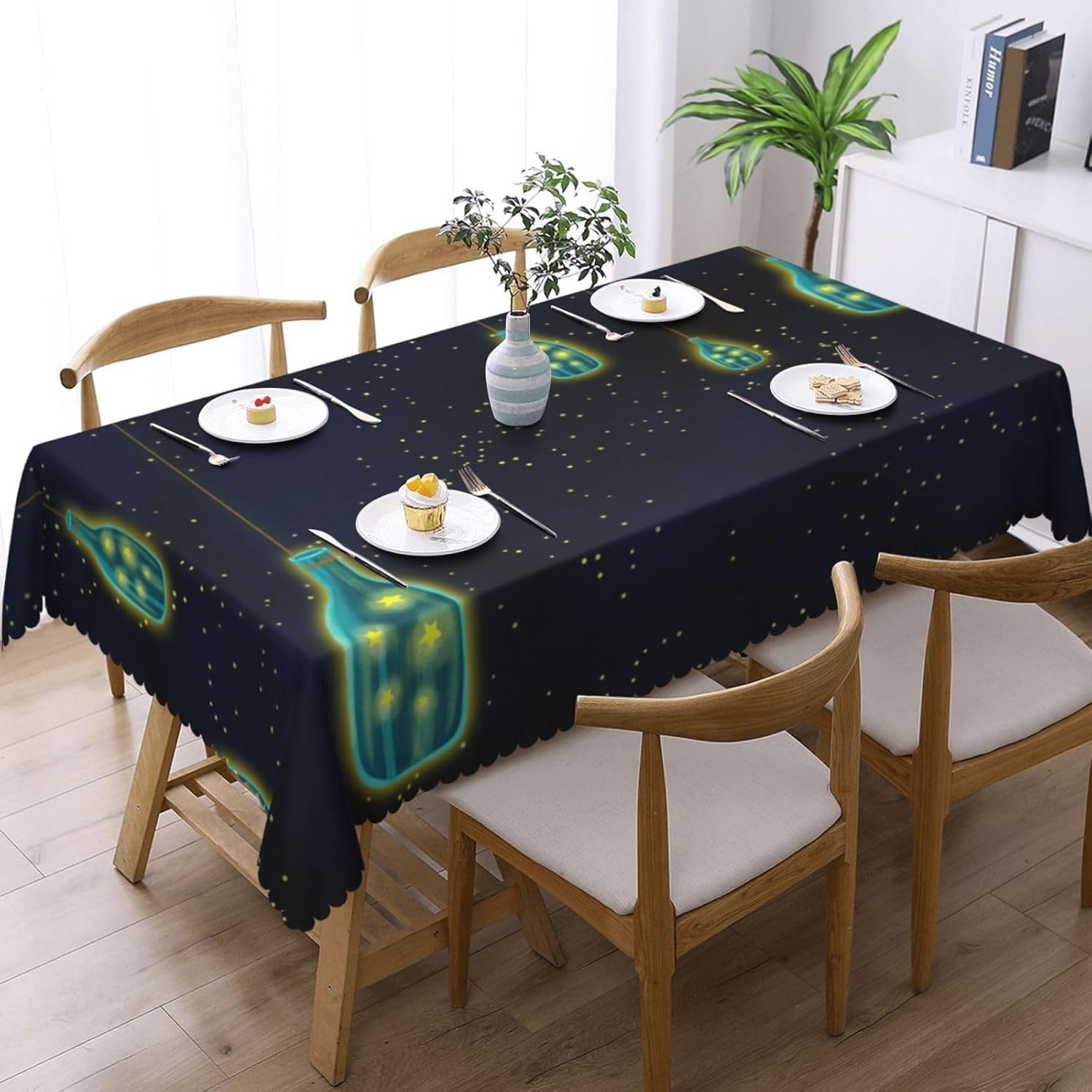 Beautiful Bottle of Under The Night Sky Print Square Tablecloth Decorated Table can able Farmhouse Decor Coffee Table Outdoor, - Image 2