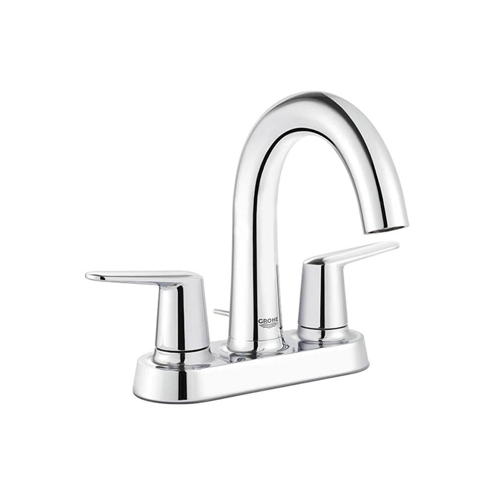 Grohe Veletto 4 in. Centerset 2-Handle High-Spout Bathroom Faucet in Starlight Chrome 20582000
