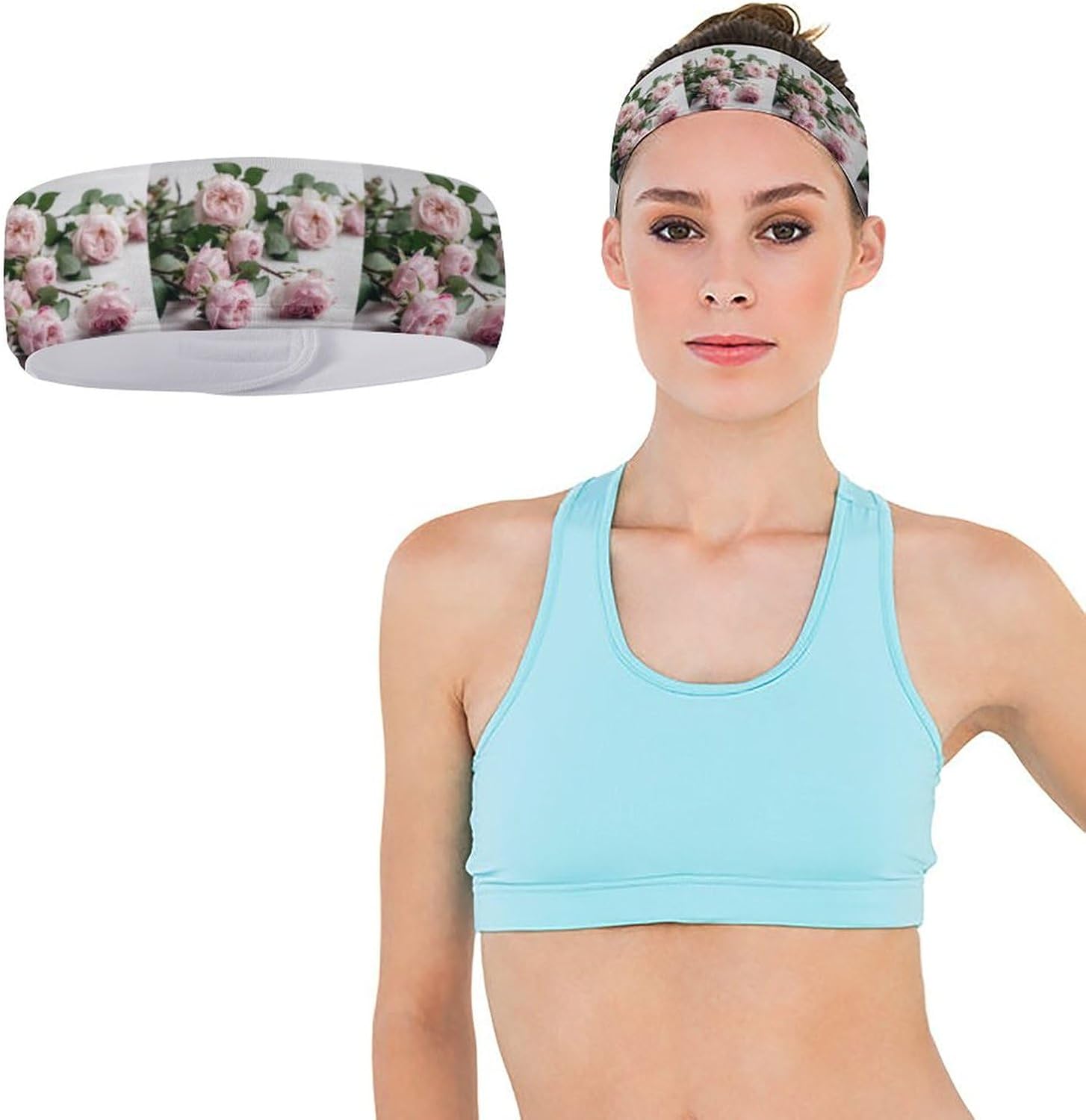 Sweatband Sports Headbands for Women Flowers on White Table Headband Stretchy Head Bands Moisture Wicking Workout Headband Fashionable Hairbands for Workout Yoga Running Gym Unisex Hairband - Image 3