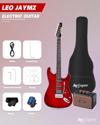 Leo Jaymz 39 Full Size ST Style Electric Guitar Starter Kit with SSH Pickup, 5W Portable Amp, Tuner, Gig Bag, Strap & Accessories (Violet Ocean) - Image 98