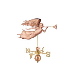 Alternative view of Good Directions Angel with Arrow Weathervane – Pure Copper