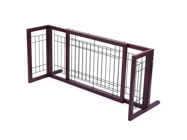 samnewrate Pet Fence Gate Free Standing Adjustable Dog Gate Solid Wood Construction Indoor - Image 4