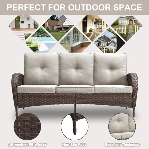 Patio Wicker Chairs Swivel Rocker – Outdoor Swivel Rocking Chairs Set of 2 with Rattan Side Table, Patio Swivel Glider Chair 3 Piece Patio Furniture Sets for Deck Porch Pool Brown/Blue - Image 166