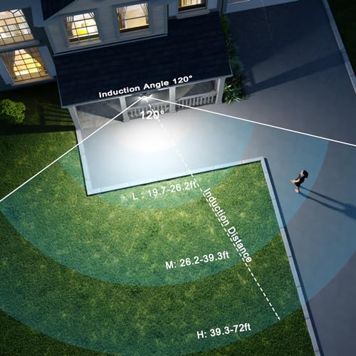 75W Motion Sensor Security Lights with Remote Control,3 Heads Motion Detection Outdoor Lights 6500K IP65,7500LM Flood Lights Dusk to Dawn Motion Sensor Lights for Yard Garage Porch Wall 2PCS - Image 2