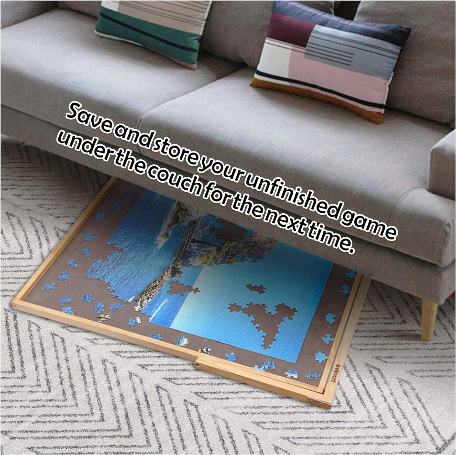 Lavievert Adjustable Wooden Puzzle Board Easel, Portable Tilting Puzzle Table with Non-Slip Flannelette Work Surface for Puzzles Up to 1,500 Pieces - Image 3