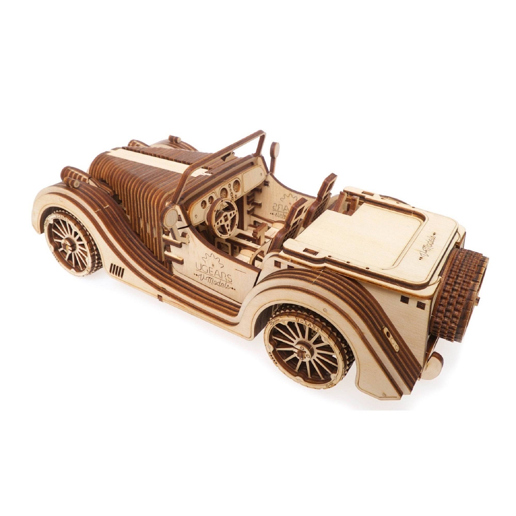 UGears Mechanical Models Roadster VM-01 3-D Wooden Puzzle - Image 3