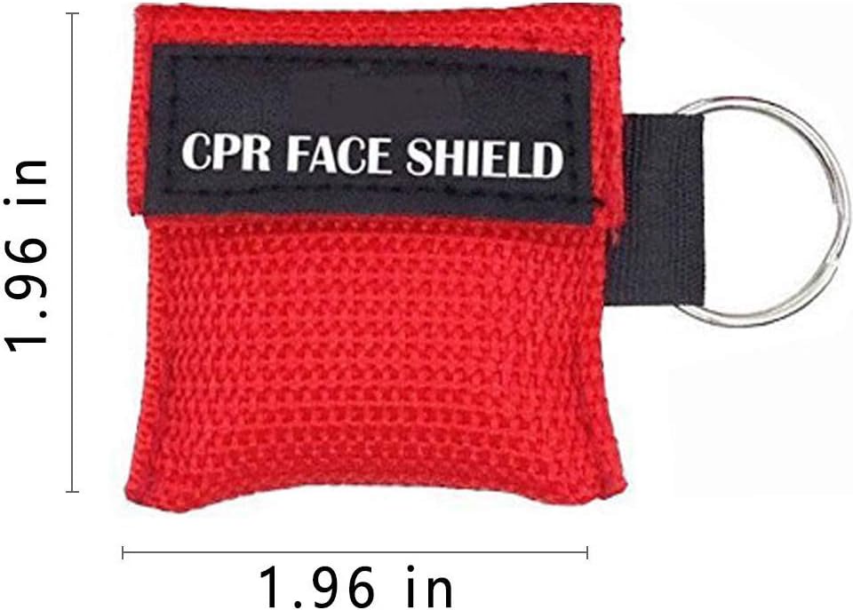 100pcs CPR Face Shield Mask Keychain Keyring Emergency Kit CPR Face Shields for First Aid or CPR Training (Red-100) - Image 2