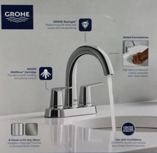 Grohe Veletto 4 in. Centerset 2-Handle High-Spout Bathroom Faucet in Starlight Chrome 20582000 - Image 9
