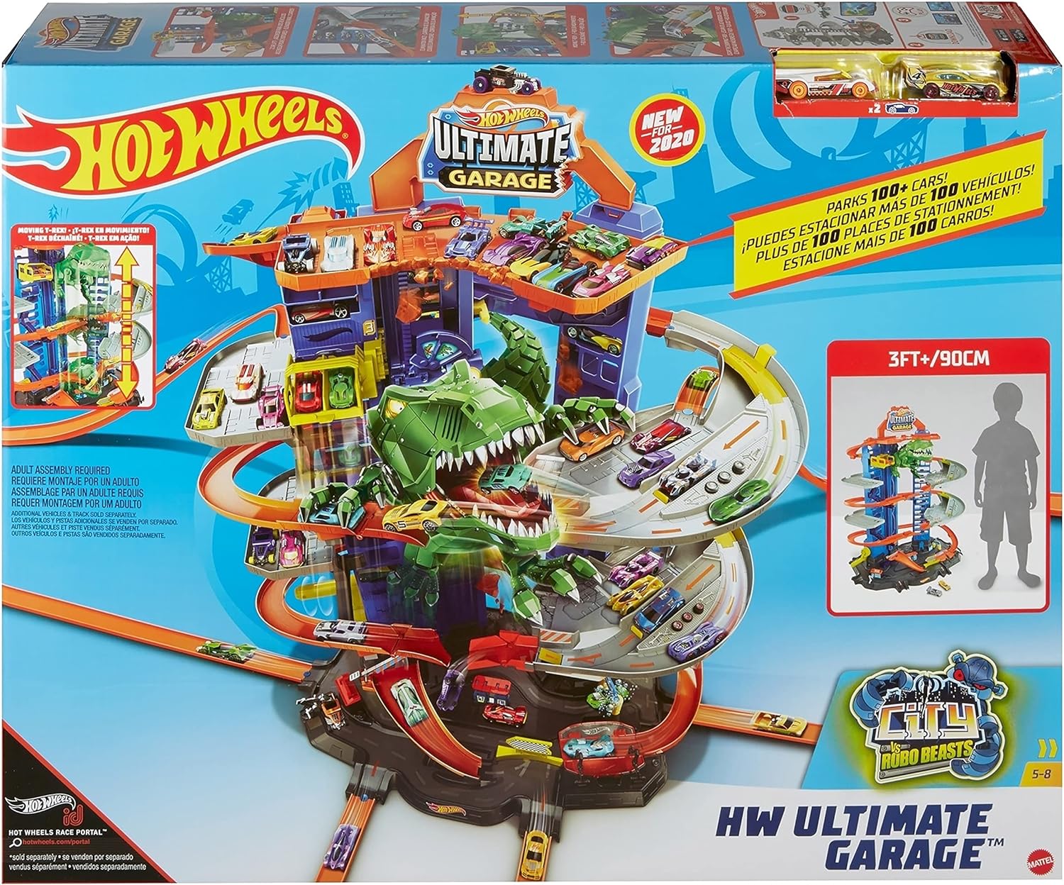 Hot Wheels City Robo T-Rex Ultimate Garage, Multi-level Multi-Play Mode, Stores 100 Plus 1:64 Scale Cars, Gift Idea for Kids 3 and Older - Image 6