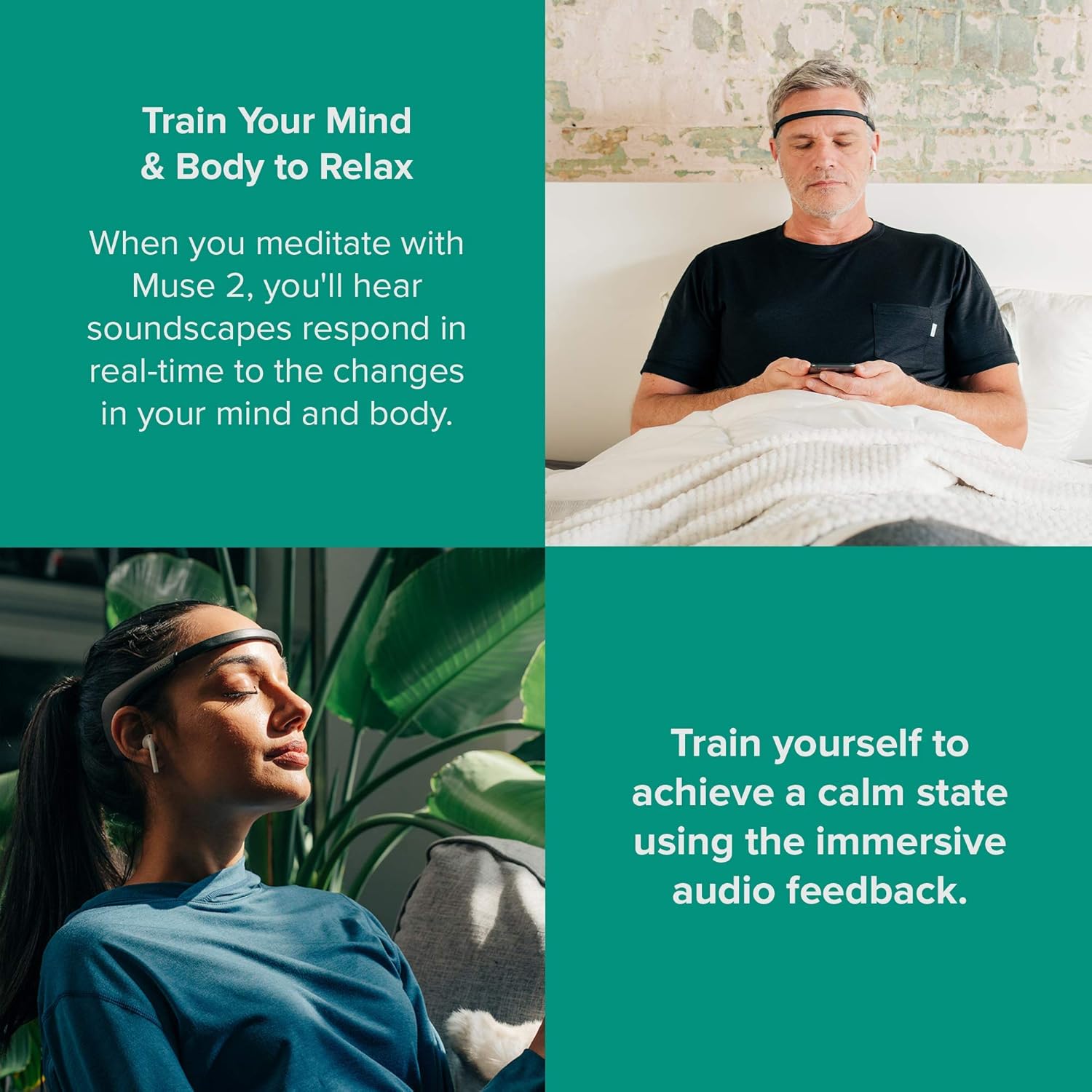 MUSE 2: The Brain Sensing Headband – Meditation Tracker Multi Sensor Headset Device – Responsive Sound Feedback for Brain Wave, Heart, Body & Breath Activity,Black/Grey - Image 3