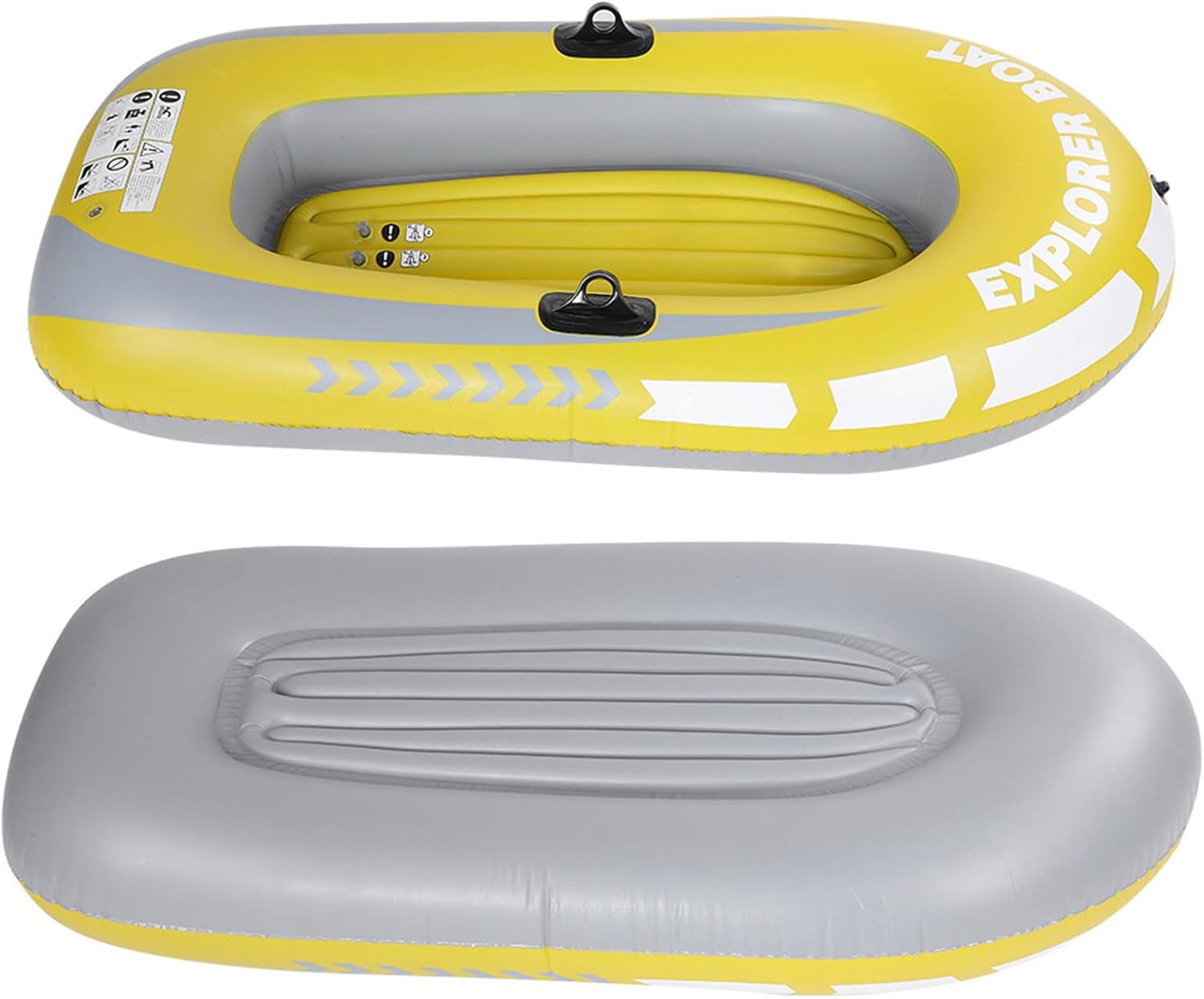 Inflatable Kayak Boat, Heavy Duty Inflatable Canoe Yellow Inflatable Kayak with Two Paddle Mounts Double Valve Design for 2 Person PVC Air Boat - Image 2