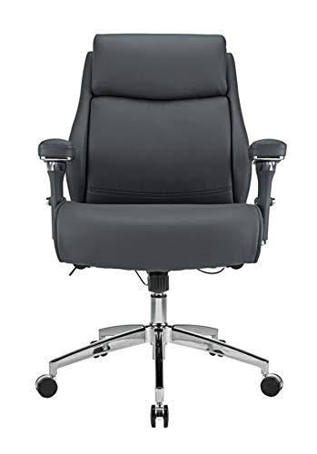 Realspace Modern Comfort Series Keera Bonded Leather Mid-Back Chair, Gray/Chrome, Silver - Image 6
