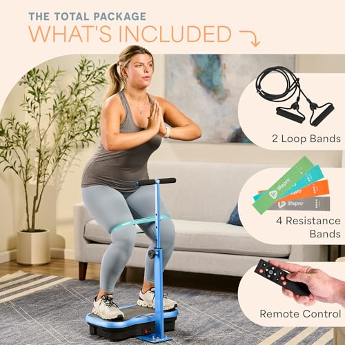 Lifepro TrimLite Vibration Plate Exercise Machine with Handlebars ?C Whole Body Vibration Machine, Ideal Lymphatic Drainage Massager ?C 99 Speed Levels, Bluetooth Speaker, Resistance Bands & Remote - Image 17